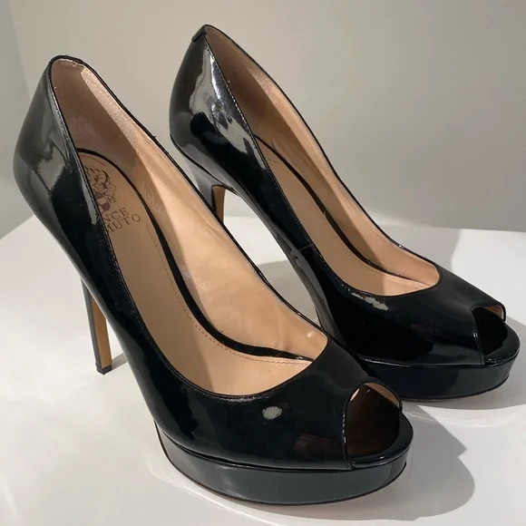 Vince Camuto Shoes Vince Camuto Black Patent Leather Peep Toe